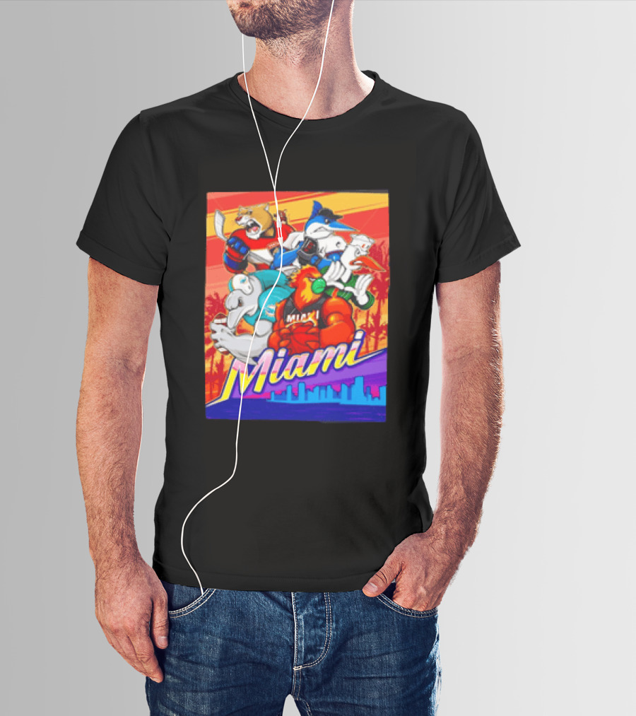 Miami Sports City Team Mascots Collage T-Shirt