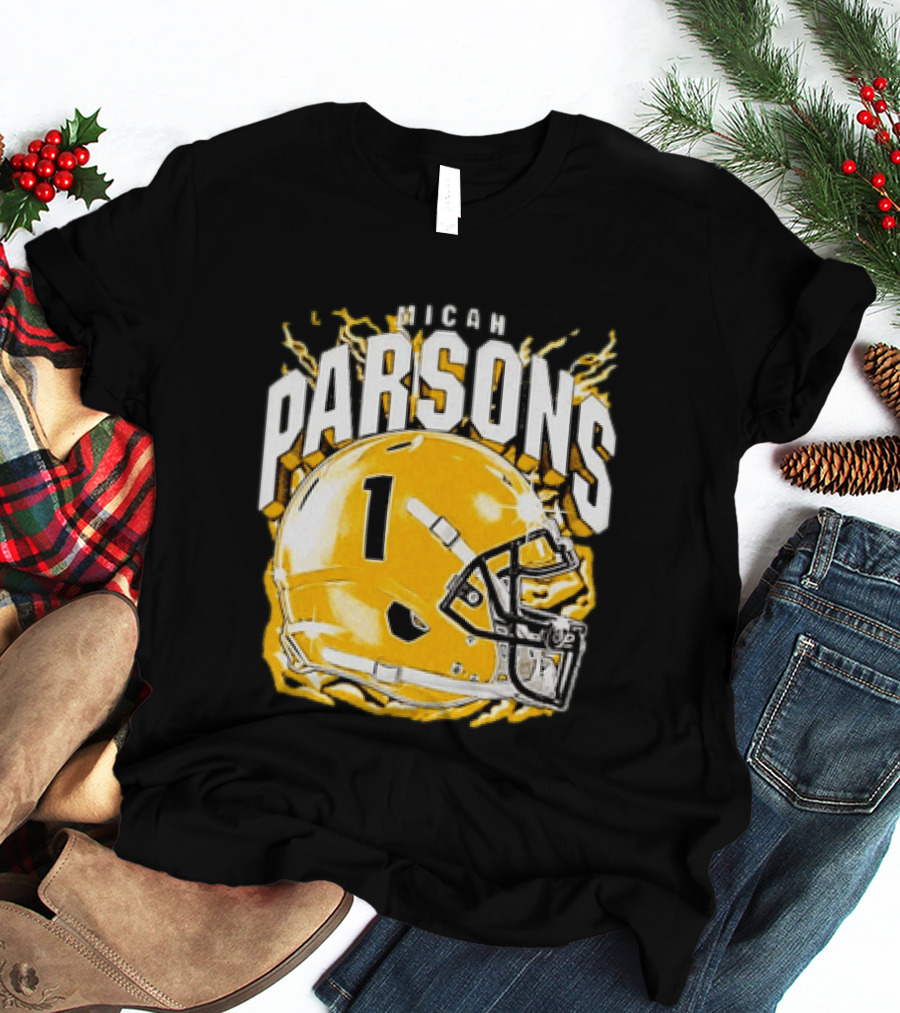 Micah Parsons No 1 Football Helmet Explosion T-Shirt