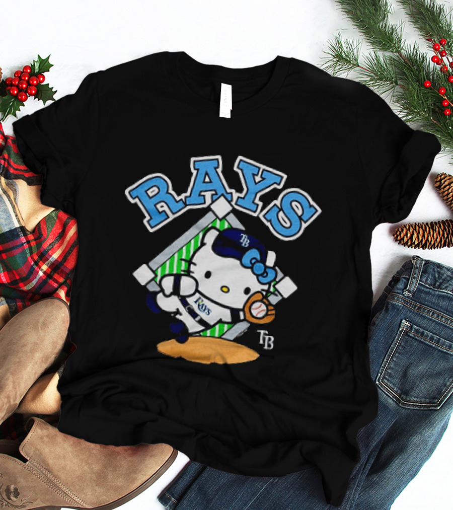 Hello Kitty Tampa Bay Rays MLB Baseball Player Cartoon With Ball T-Shirt