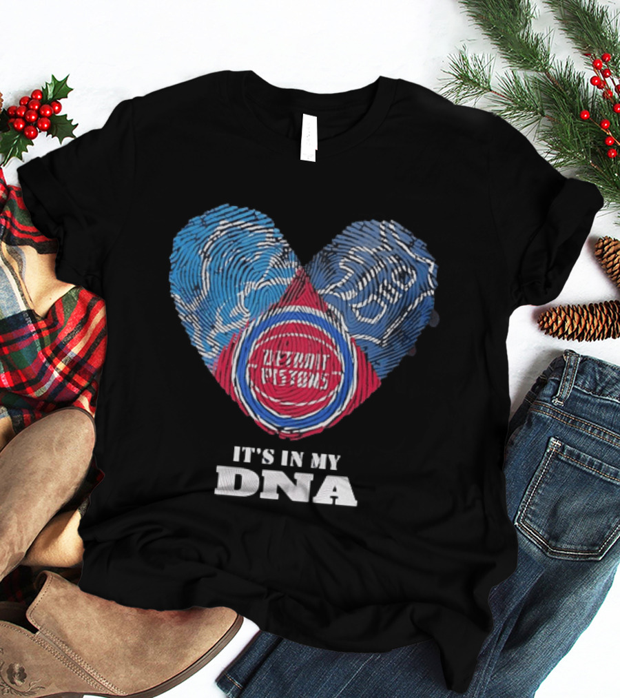 It's In My DNA Detroit Pistons Fingerprint Heart T-Shirt