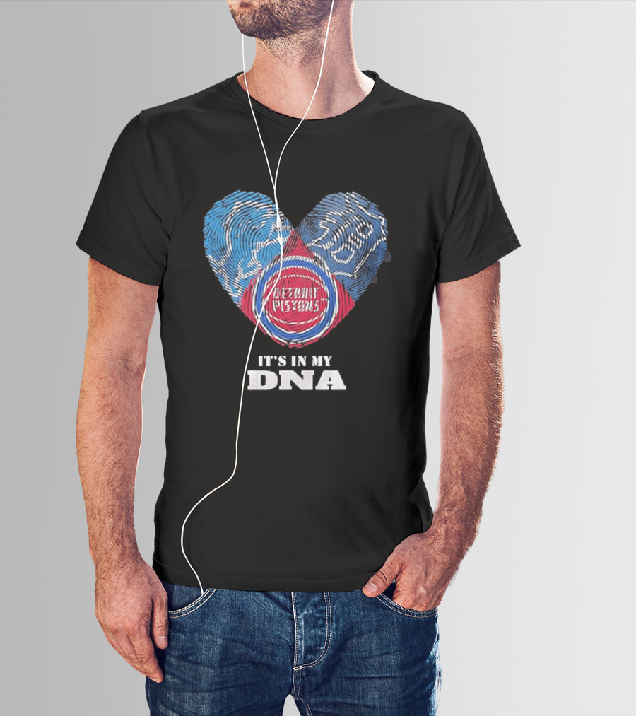 It's In My DNA Detroit Pistons Fingerprint Heart T-Shirt