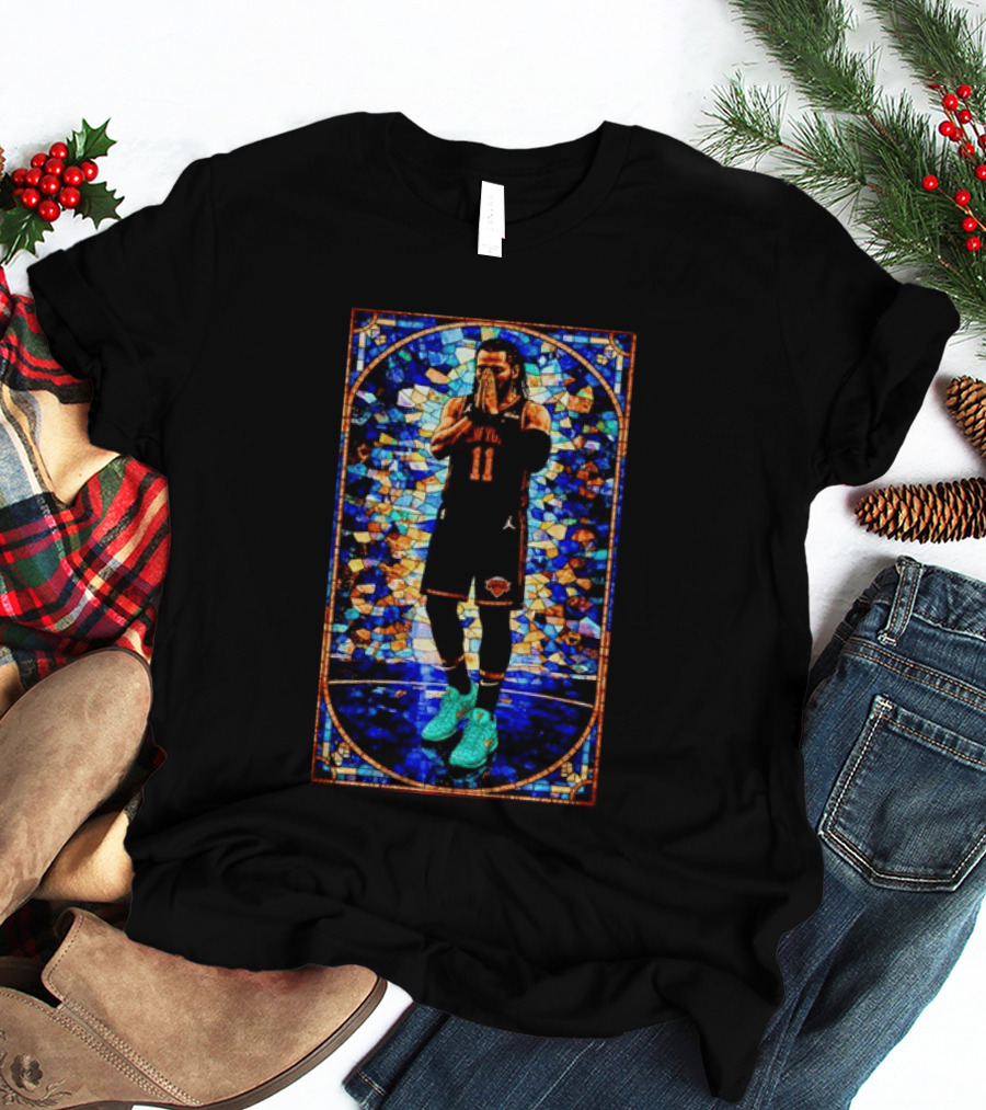 Jalen Brunson 11 New York Knicks Stained Glass Prayer NBA T-Shirt