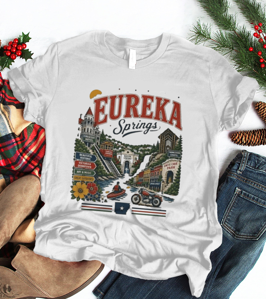 Eureka Springs Crescent Hotel Thorncrown Chapel Victorian Downtown Onyx Cave Basin Park Great Outdoors Art Music T-Shirt
