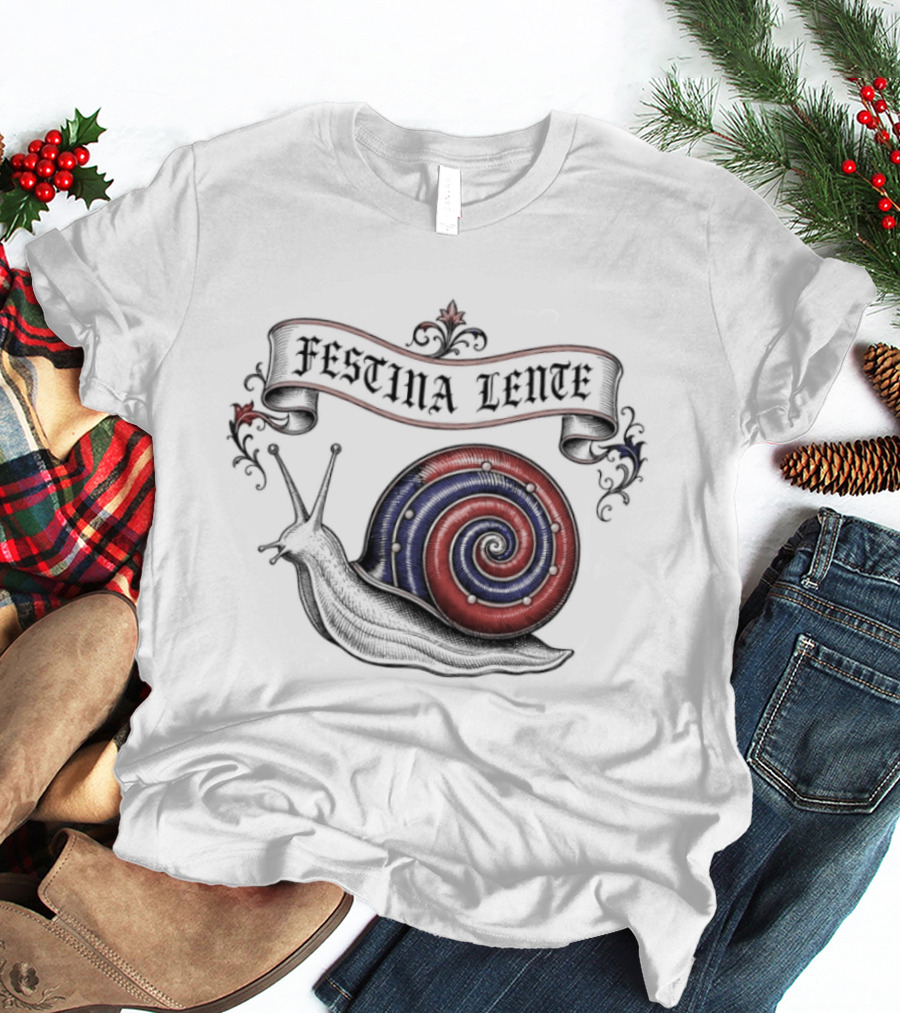 Festina Lente Latin Motto Snail Spiral T-Shirt