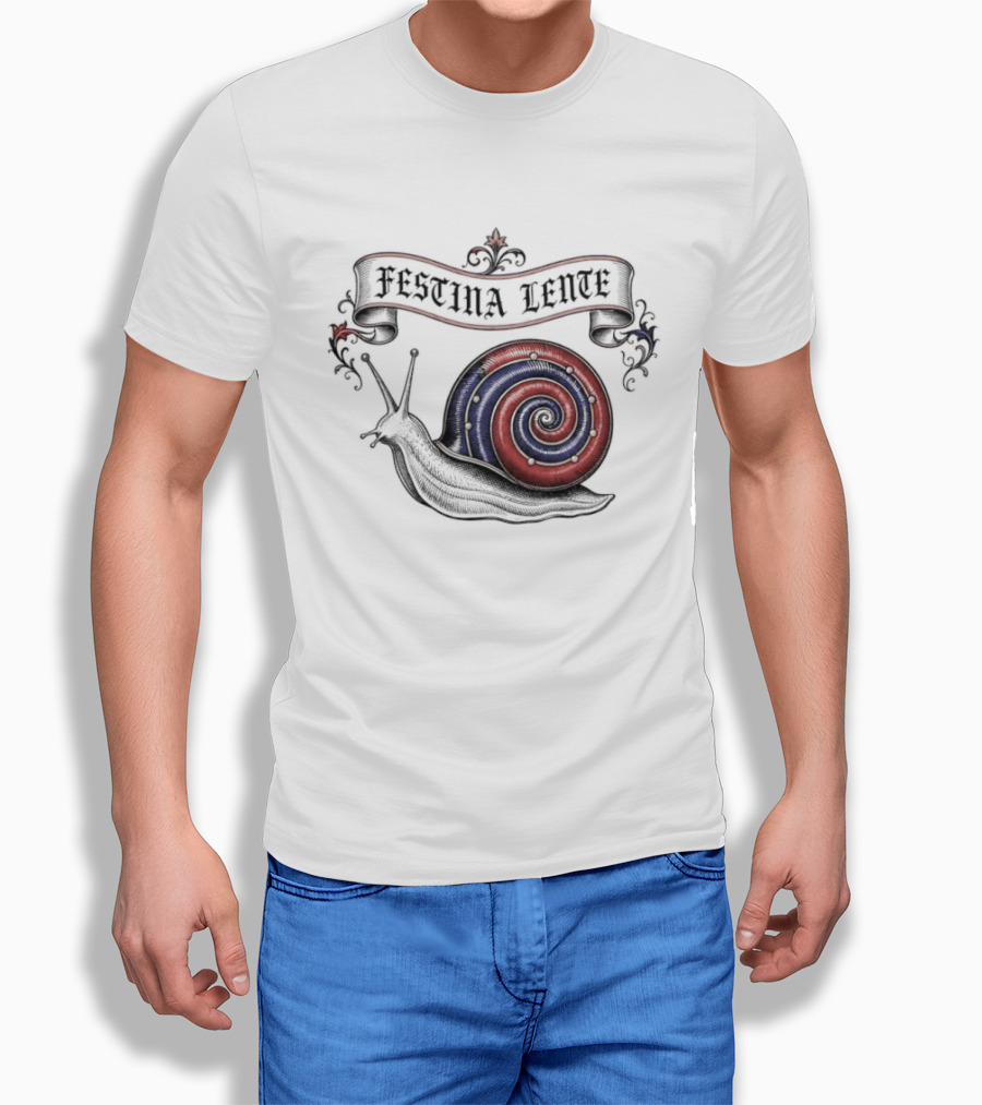 Festina Lente Latin Motto Snail Spiral T-Shirt