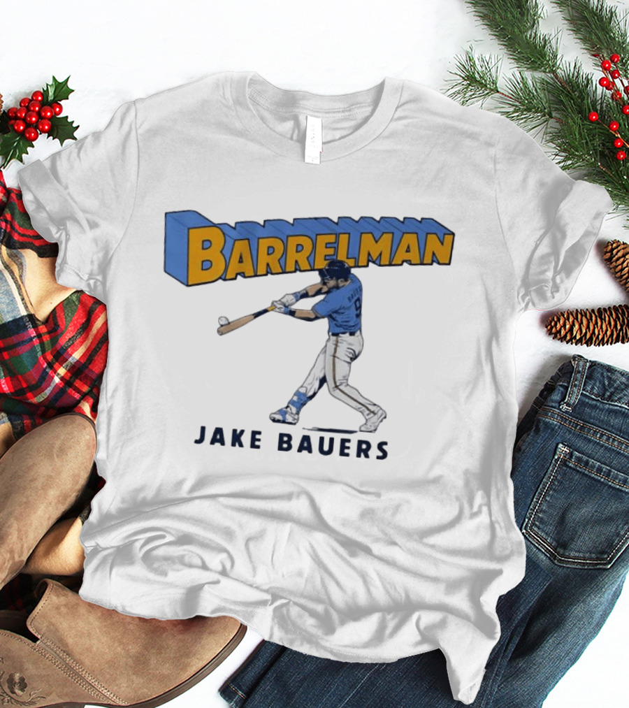 Milwaukee Brewers Barrelman Jake Bauers Swinging Bat T-Shirt