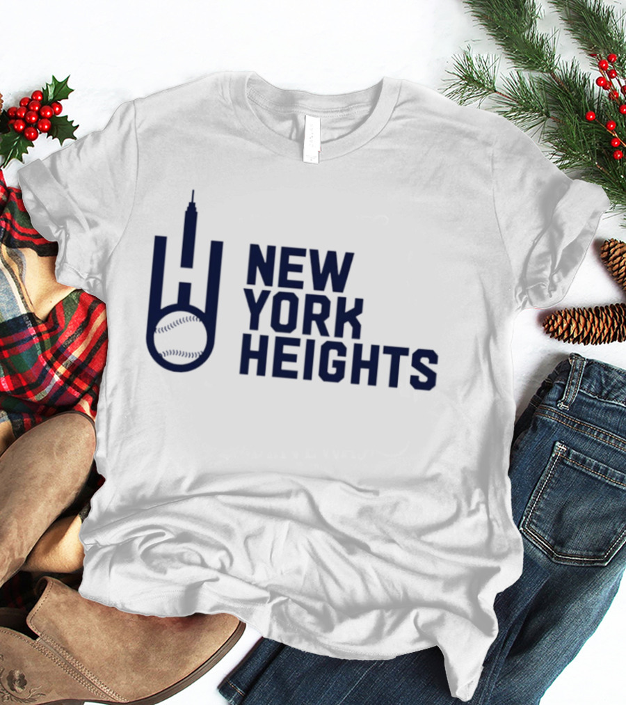 New York Heights Baseball City Skyline Empire State T-Shirt