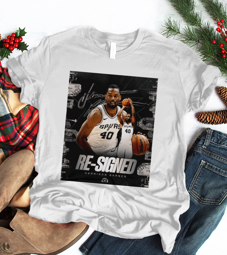 Re Signed Harrison Barnes Spurs 40 Basketball Return T-Shirt