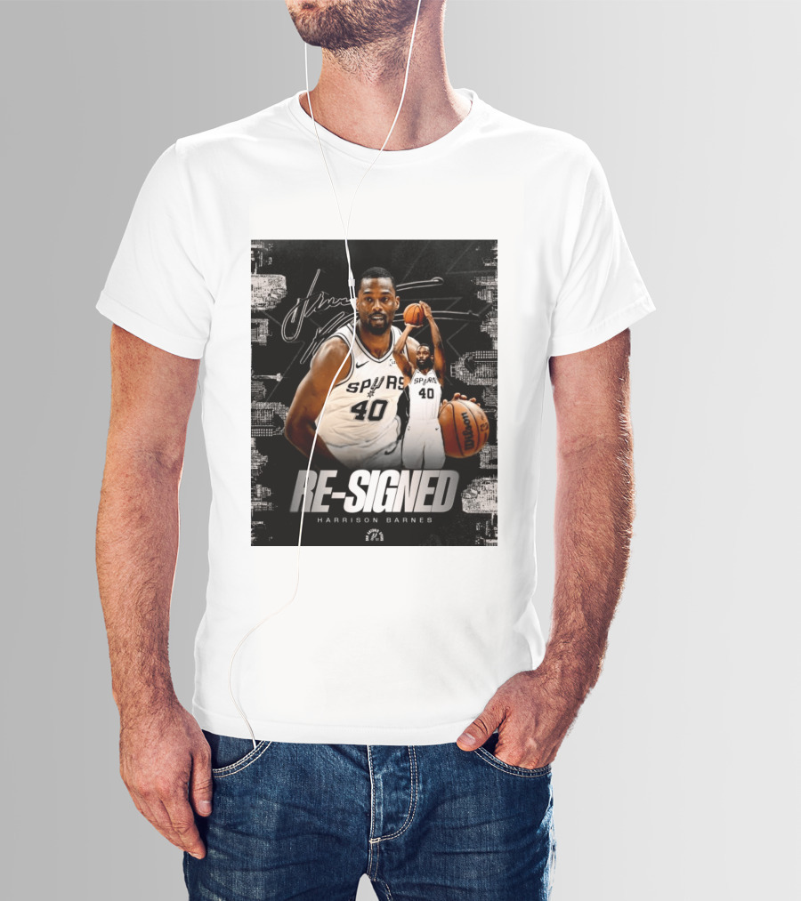 Re Signed Harrison Barnes Spurs 40 Basketball Return T-Shirt