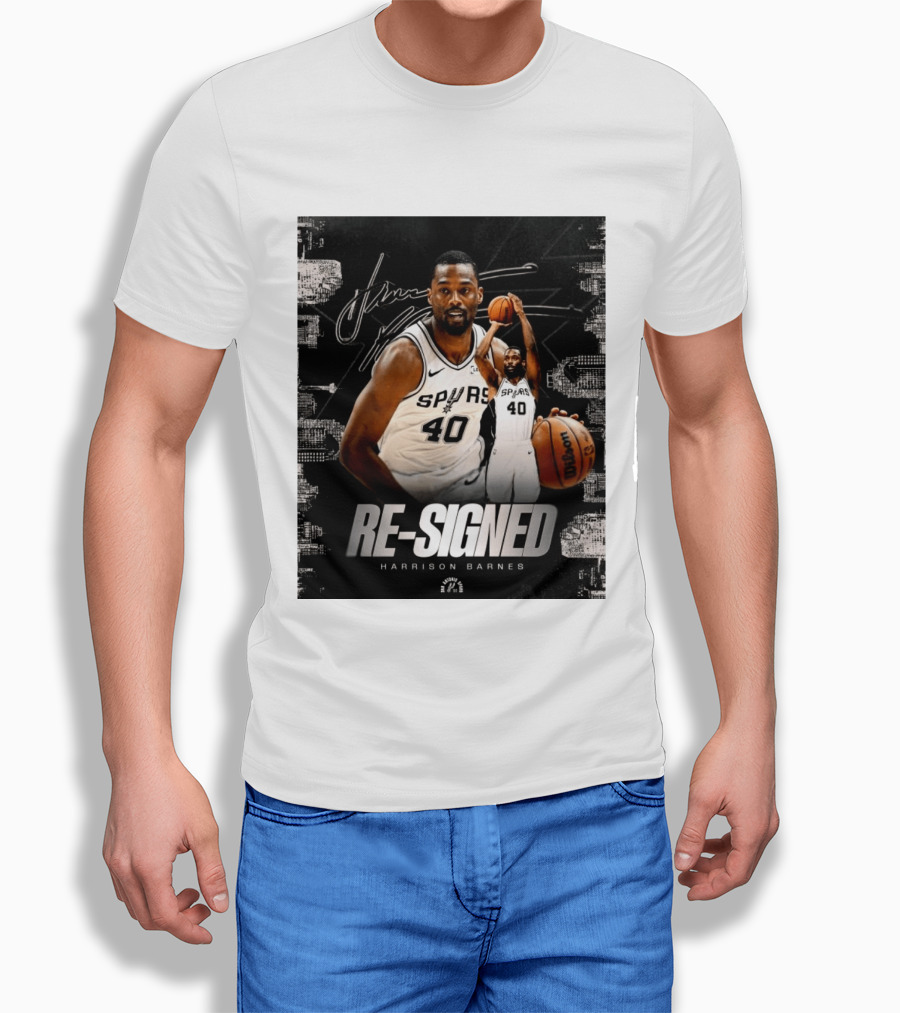 Re Signed Harrison Barnes Spurs 40 Basketball Return T-Shirt