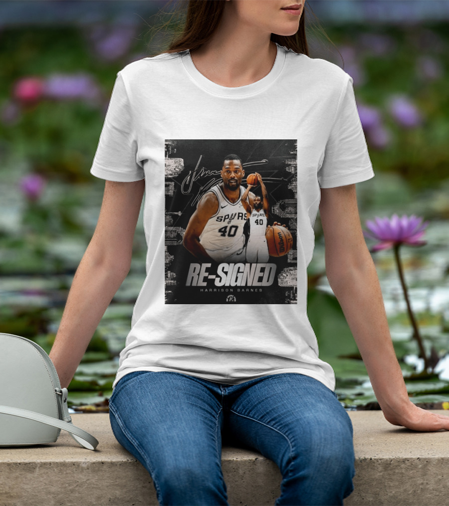Re Signed Harrison Barnes Spurs 40 Basketball Return T-Shirt