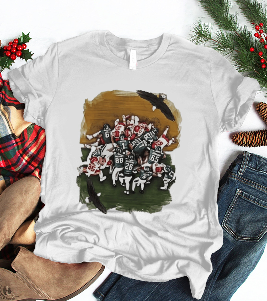 Philadelphia Eagles Tush Push Football Play Action With Team Players And Opponents T-Shirt