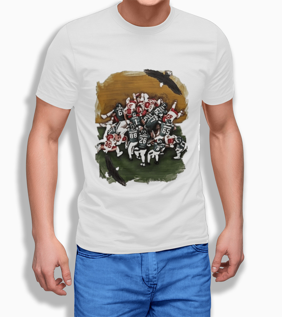 Philadelphia Eagles Tush Push Football Play Action With Team Players And Opponents T-Shirt