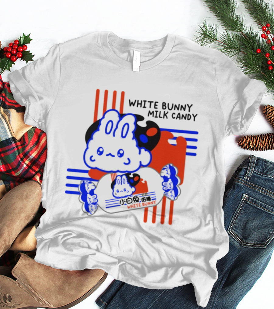 White Bunny Milk Candy Kawaii Asian Snacks Cute Blue Japanese T-Shirt