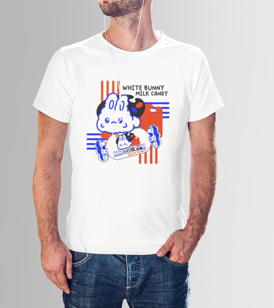 White Bunny Milk Candy Kawaii Asian Snacks Cute Blue Japanese T-Shirt