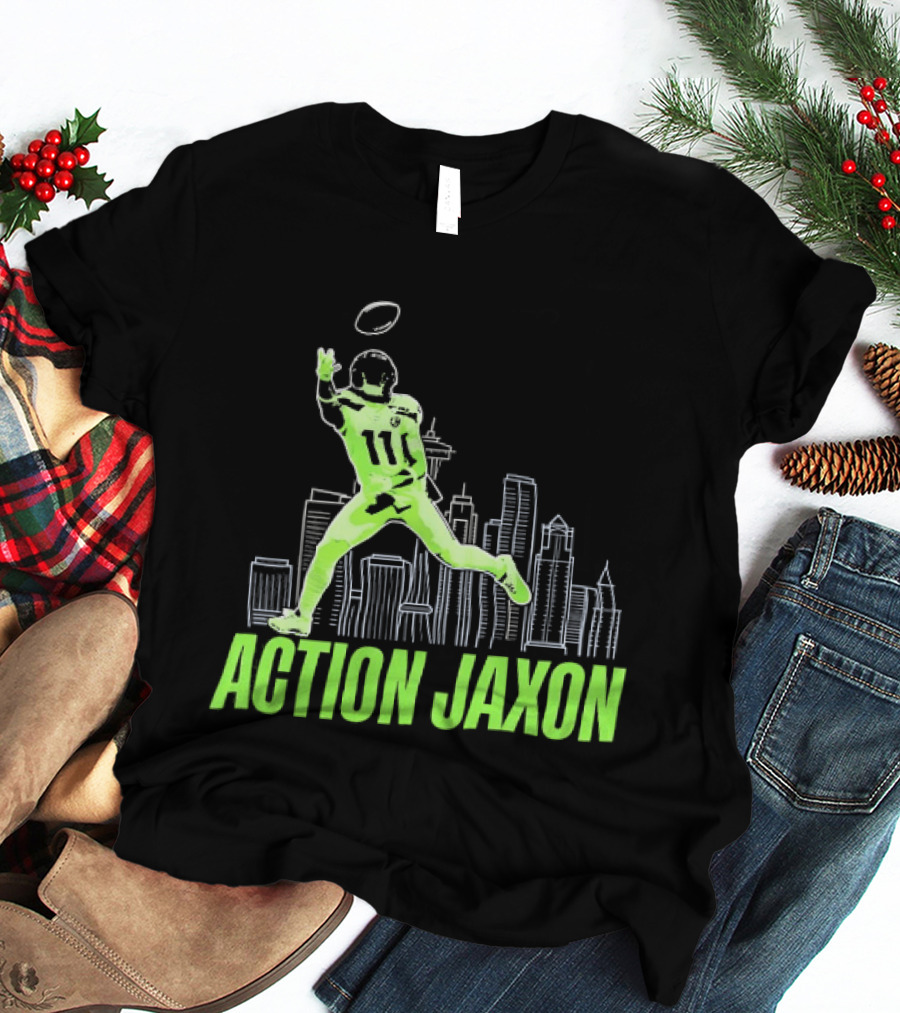 Action Jaxon Seattle Skyline Football Catcher T-Shirt