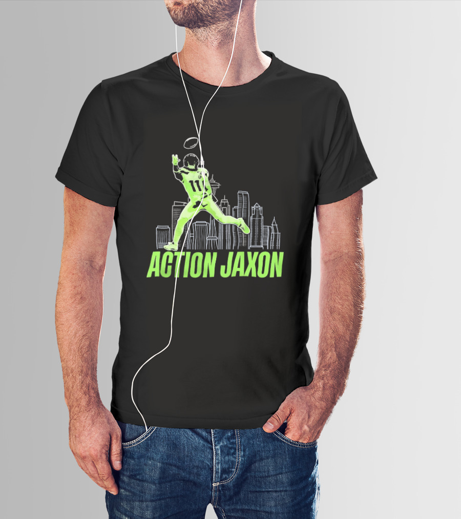 Action Jaxon Seattle Skyline Football Catcher T-Shirt