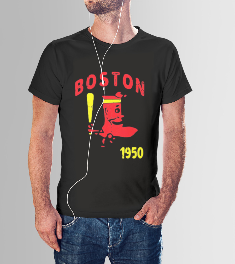 Boston 1950 Baseball Player Boot And Bat T-Shirt