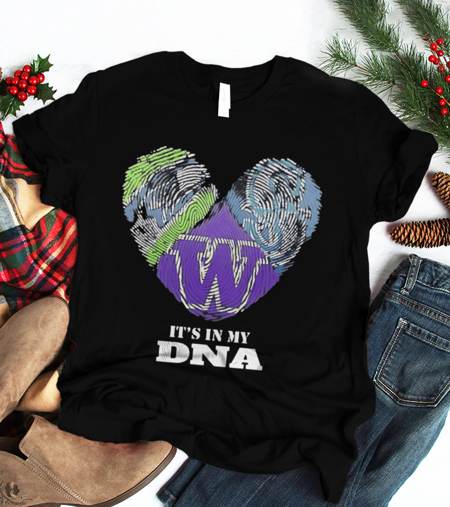 Washington Huskies It's In My DNA Fingerprint Heart T-Shirt