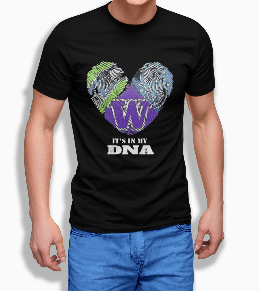 Washington Huskies It's In My DNA Fingerprint Heart T-Shirt