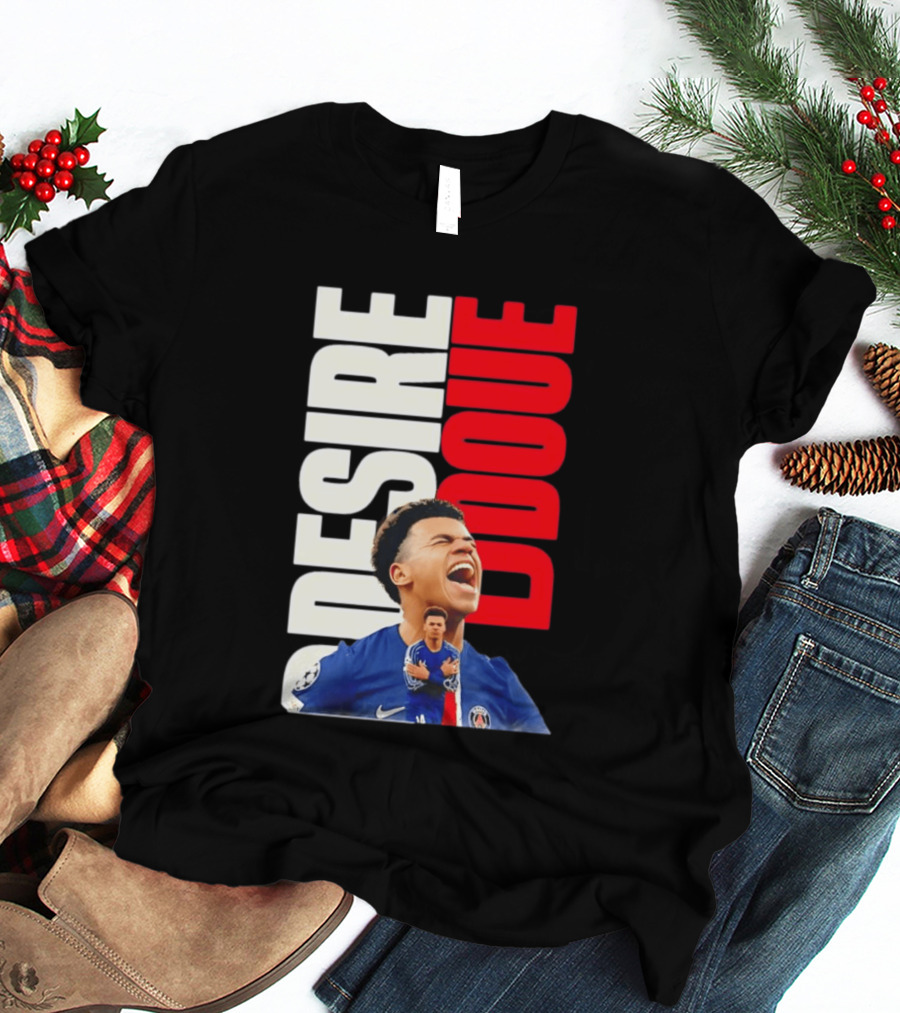 Désiré Doué Celebrating PSG Paris Saint Germain Player T-Shirt
