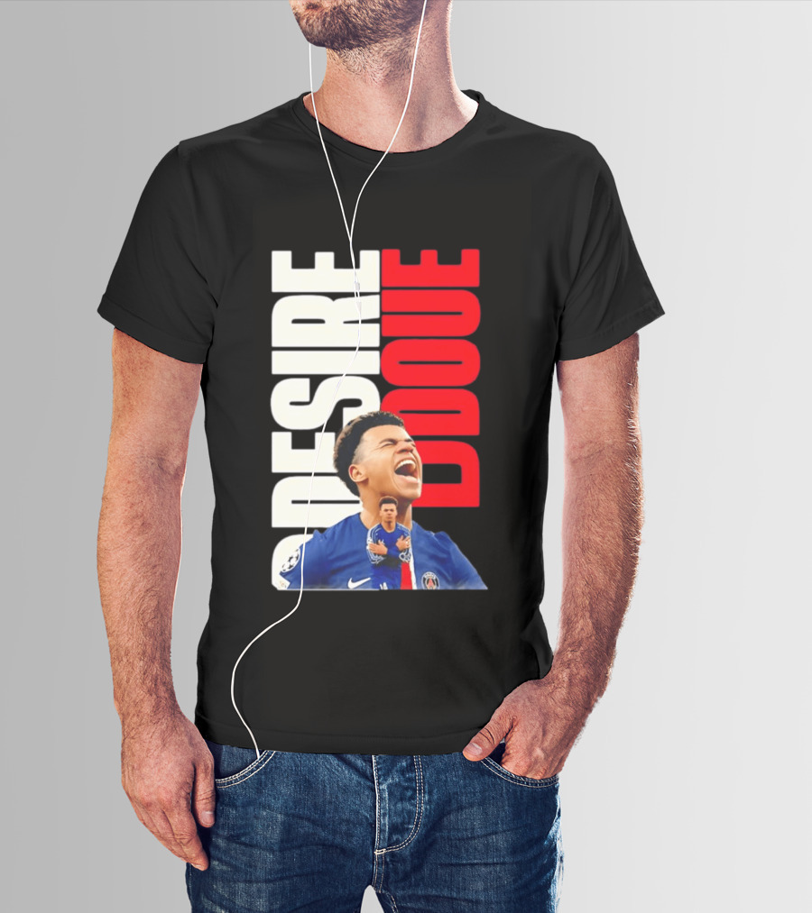Désiré Doué Celebrating PSG Paris Saint Germain Player T-Shirt