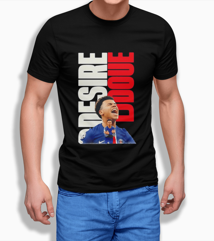 Désiré Doué Celebrating PSG Paris Saint Germain Player T-Shirt