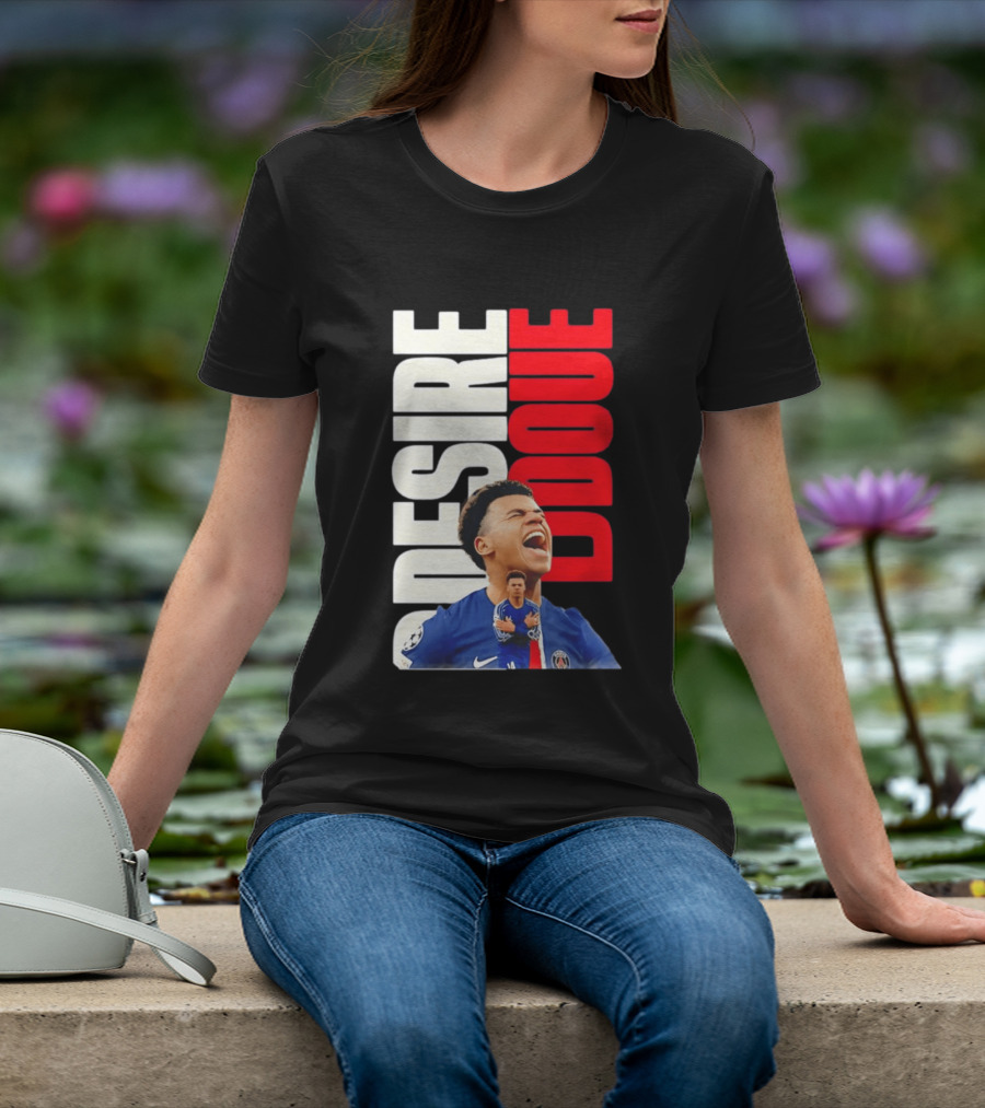 Désiré Doué Celebrating PSG Paris Saint Germain Player T-Shirt