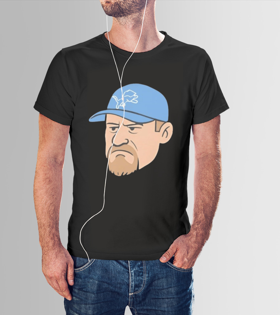 Detroit Lions Grumpy Man With Hat Football Team Fan T-Shirt
