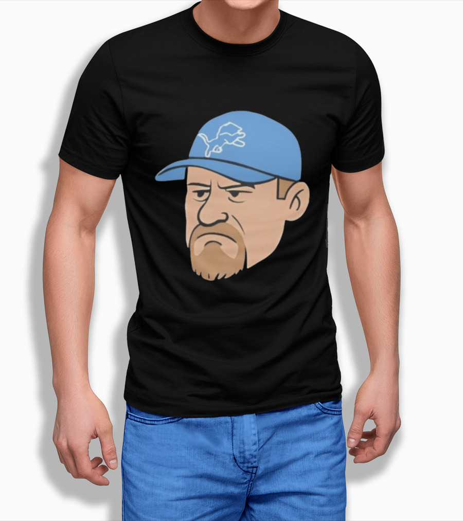 Detroit Lions Grumpy Man With Hat Football Team Fan T-Shirt