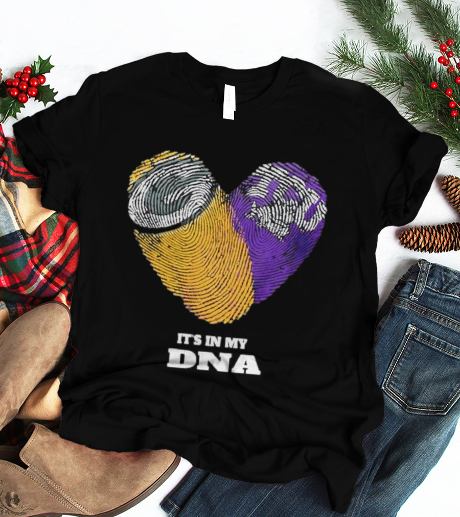 Green Bay Packers TCU Horned Frogs It's In My DNA Heart Fingerprints Fan Love T-Shirt