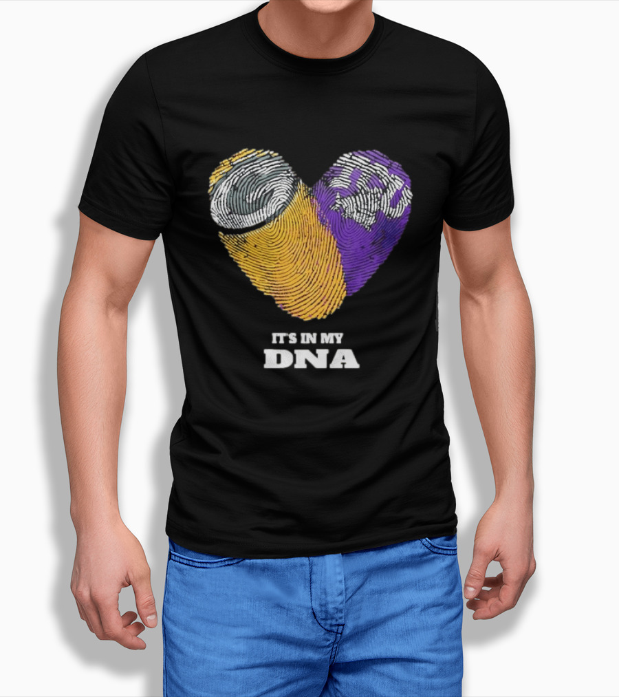 Green Bay Packers TCU Horned Frogs It's In My DNA Heart Fingerprints Fan Love T-Shirt