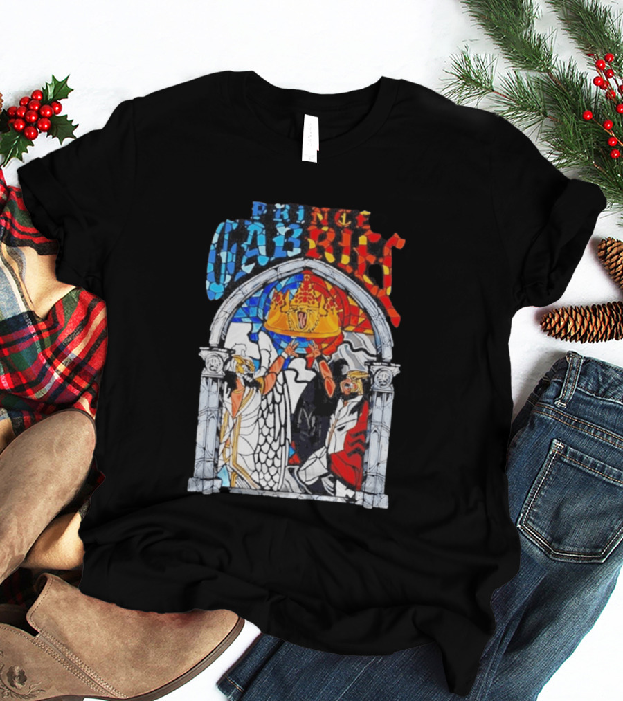 Prince Gabriel Stained Glass Window Kings Crown Angels T-Shirt