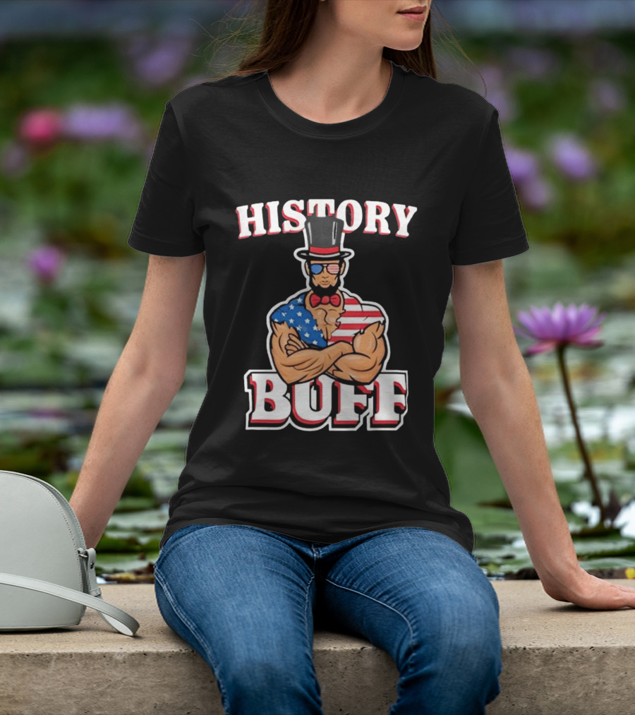 History Buff Abraham Lincoln Gym Bro American Flag Muscle T-Shirt