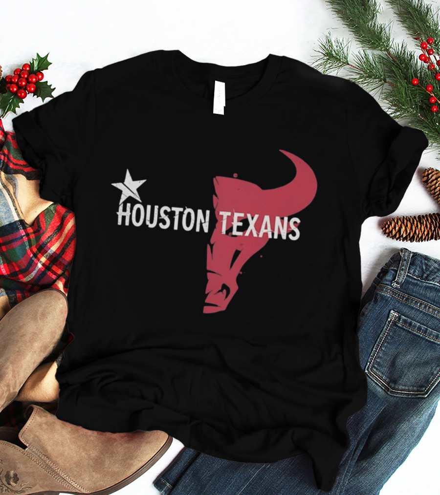 Houston Texans Distressed Star Bull Head T-Shirt