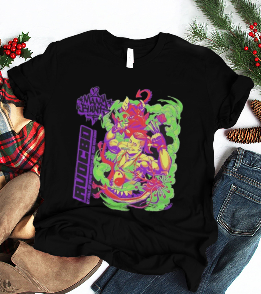 Rob Van Dam 2 Many Blunts RVD CBD Hall Of Fame Wrestler Psychedelic Smoke Dragons T-Shirt