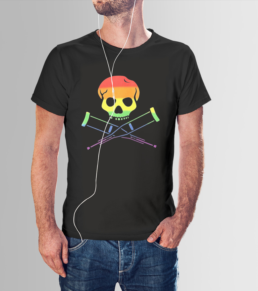 Skull With Crutches Rainbow T-Shirt