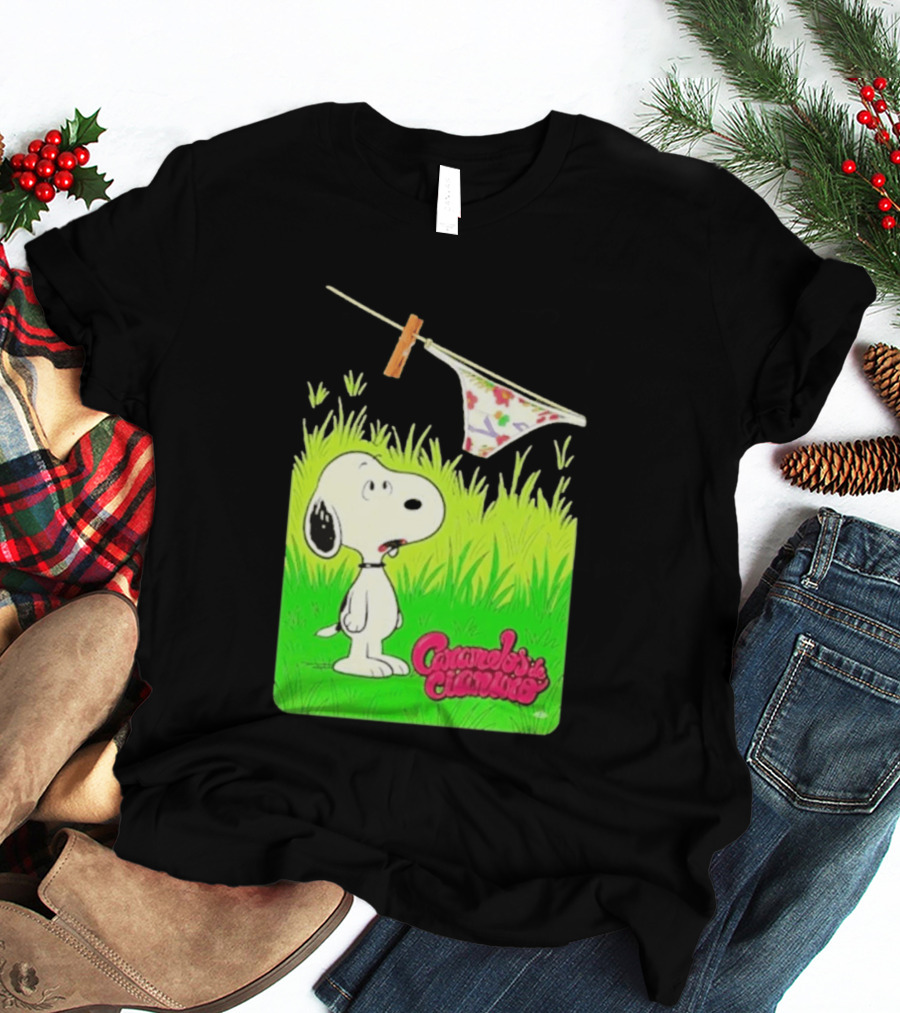 Snoopy Caramelos De Cianuro En Español Classic Cartoon And Rock Band Fusion T-Shirt