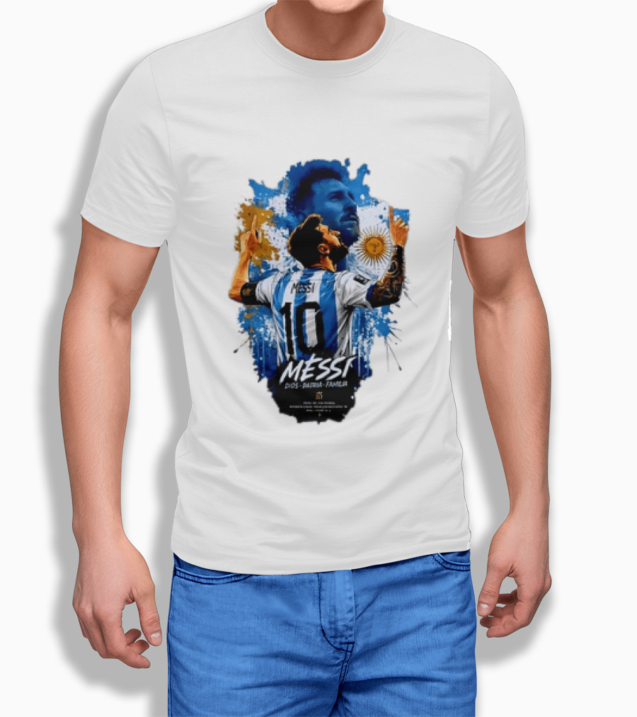 Messi Dios Patria Familia Argentina Football 10 Pointing To The Sky T-Shirt
