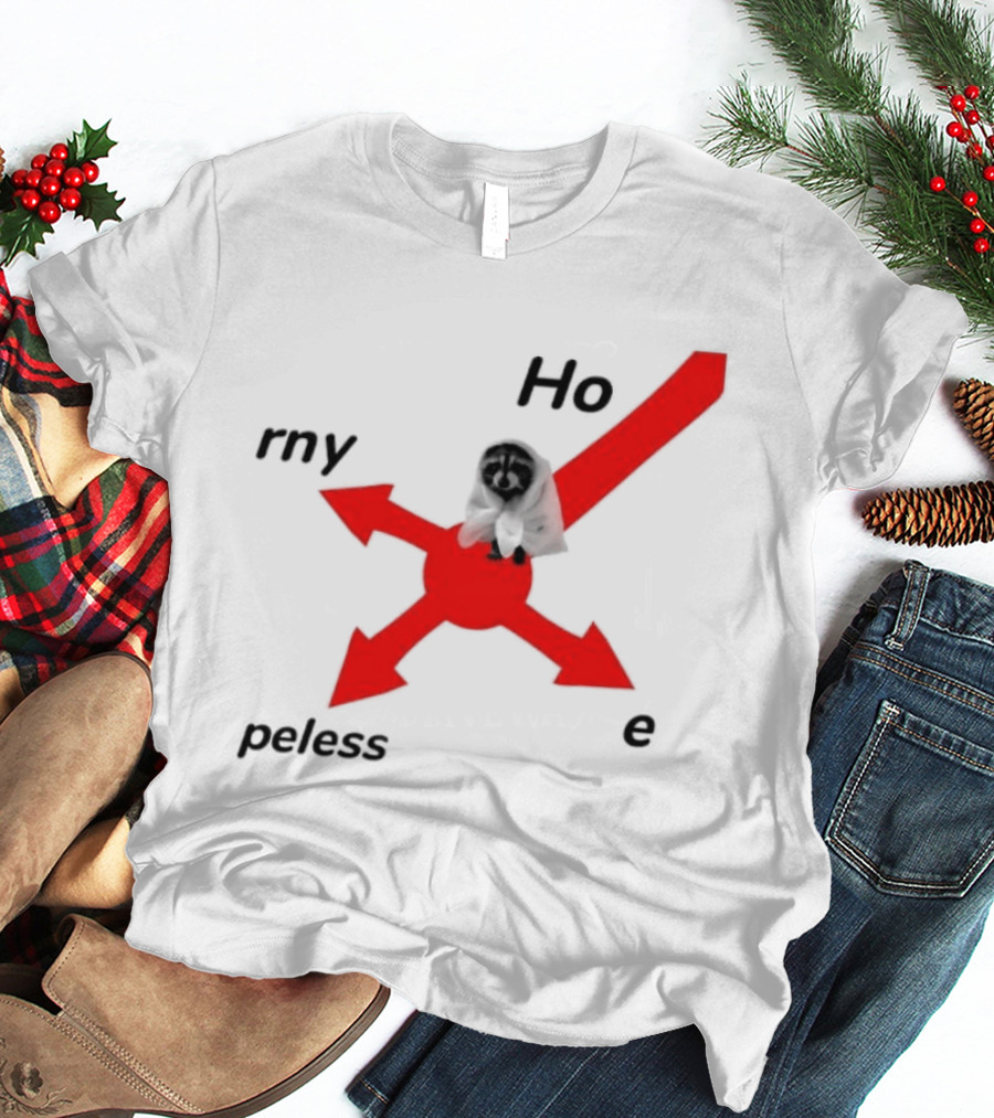 Raccoon Meme Ho Rny Peless Compass T-Shirt