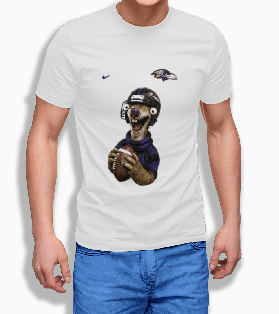 Sid The Sloth Baltimore Ravens Football Helmet And Ball Ravens Fan Gear T-Shirt