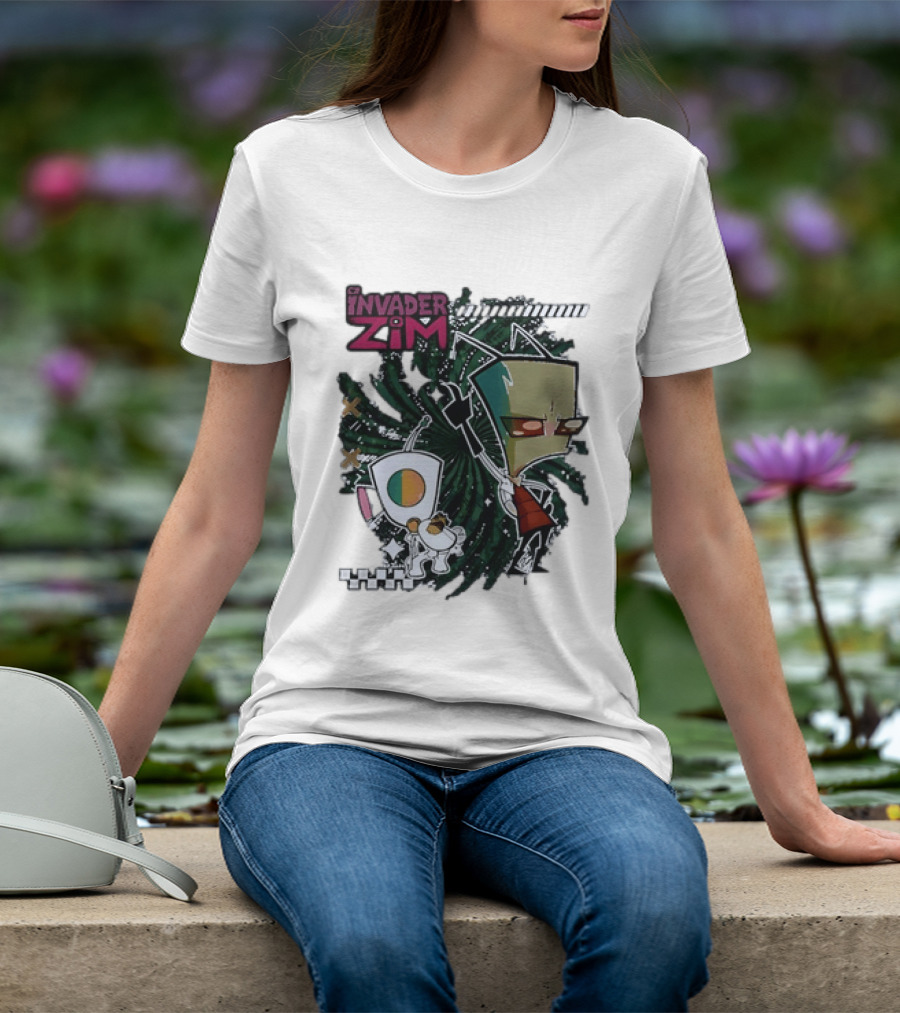 Invader Zim Gir With Zim Eating Taco Spiral T-Shirt