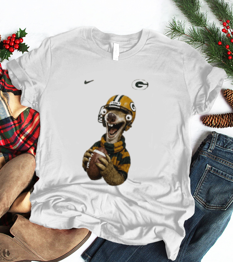 Sid The Sloth Green Bay Packers Football Helmet Fan Gear T-Shirt