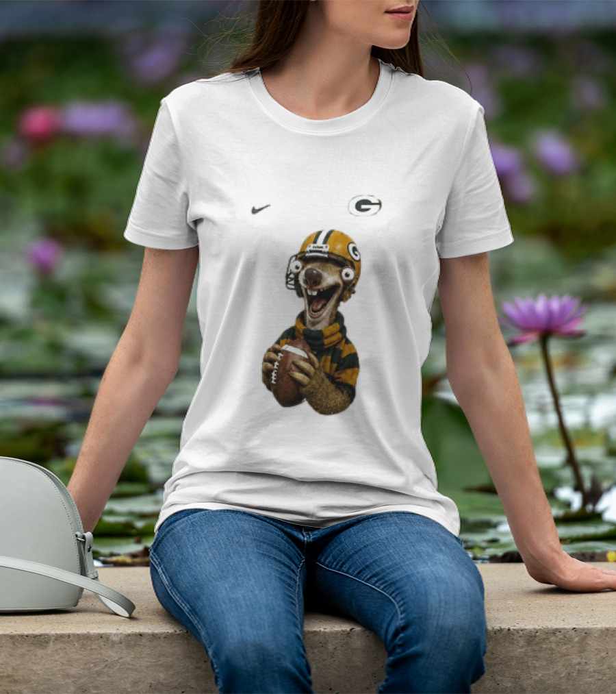 Sid The Sloth Green Bay Packers Football Helmet Fan Gear T-Shirt