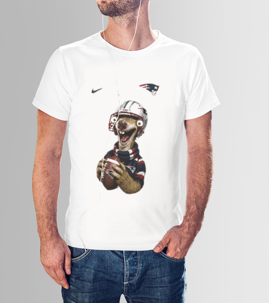 Sid The Sloth New England Patriots Football Helmet NFL Character Fan T-Shirt