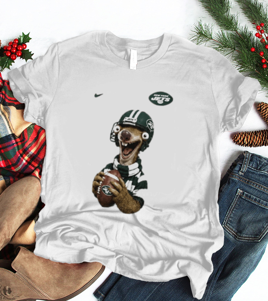 Sid The Sloth New York Jets Football Helmet Scarf And Ball T-Shirt