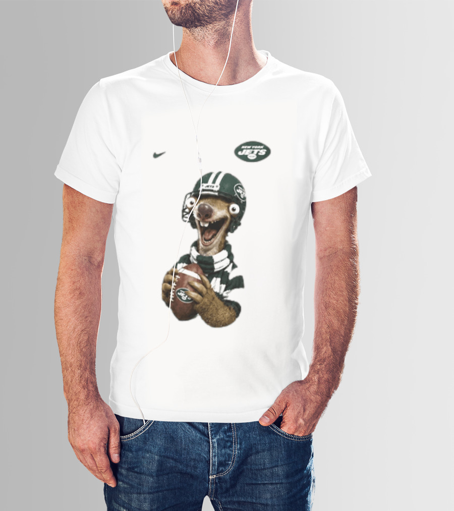 Sid The Sloth New York Jets Football Helmet Scarf And Ball T-Shirt