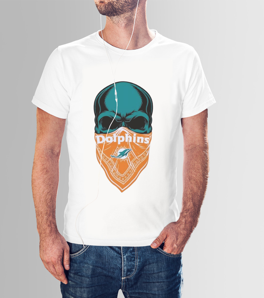 Miami Dolphins Skull Bandana With Team T-Shirt
