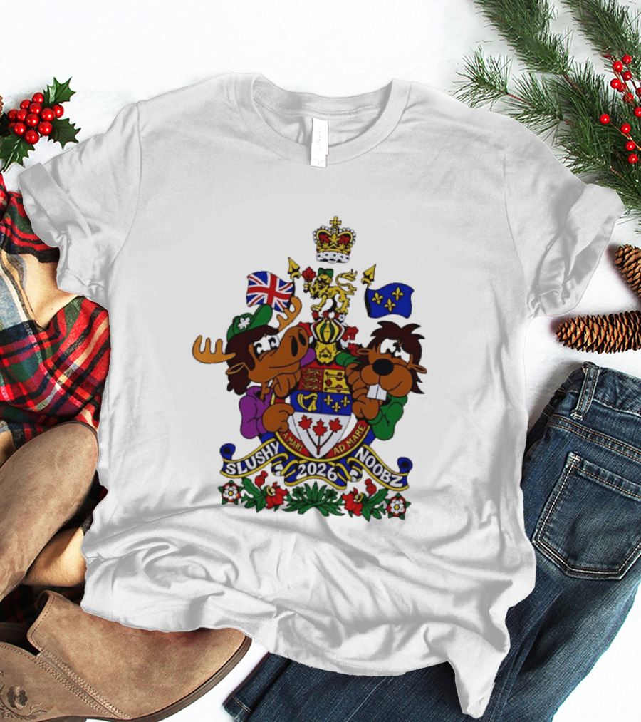Slushy Noobz Canadian Crest Moose And Beaver 2026 T-Shirt