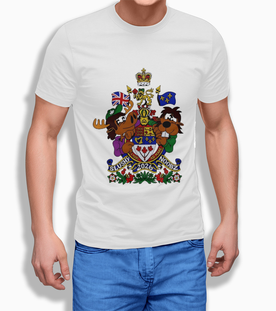 Slushy Noobz Canadian Crest Moose And Beaver 2026 T-Shirt